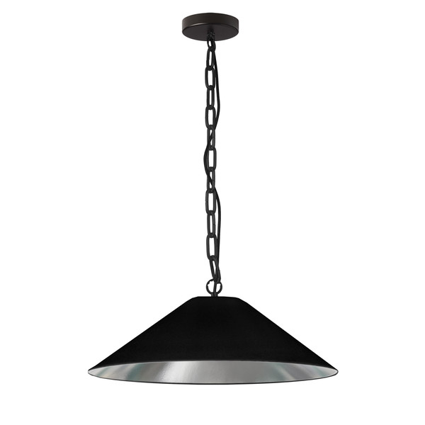 1 Light Incandescent Pendant, Metal Black With Black/Silver Shade PSY-M-MB-697 By Dainolite