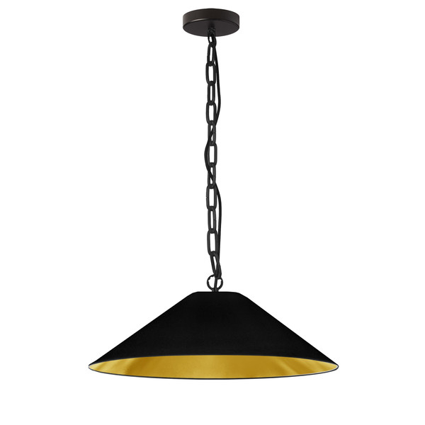 1 Light Incandescent Pendant, Metal Black With Black/Gold Shade PSY-M-MB-698 By Dainolite