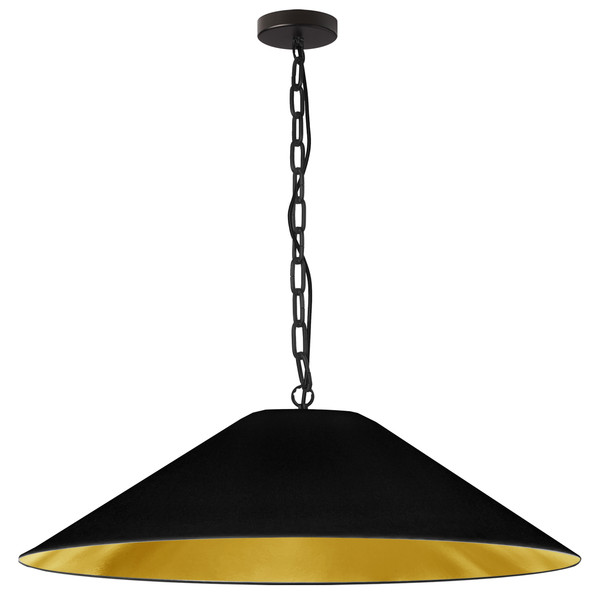 1 Light Incandescent Pendant, Metal Black With Black/Gold Shade PSY-XL-MB-698 By Dainolite