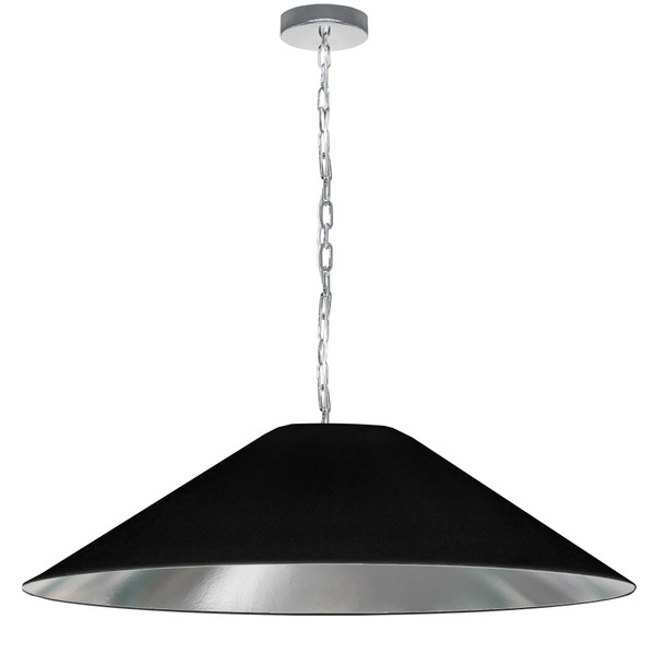 1 Light Incandescent Pendant, Polished Chrome With White/Silver Shade PSY-XL-PC-691 By Dainolite
