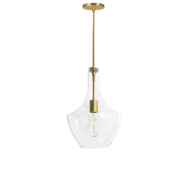 1 Light Incandescent Pendant, Aged Brass With Clear Glass PTL-101P-AGB By Dainolite