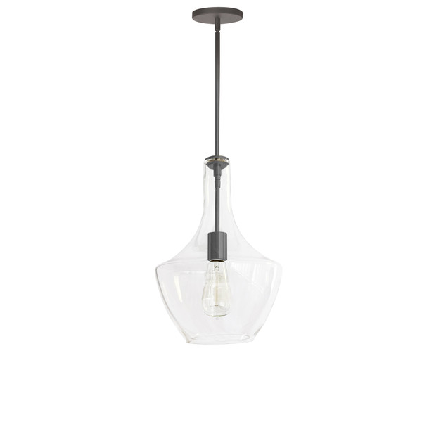 1 Light Incandescent Pendant, Metal Black With Clear Glass PTL-101P-MB By Dainolite