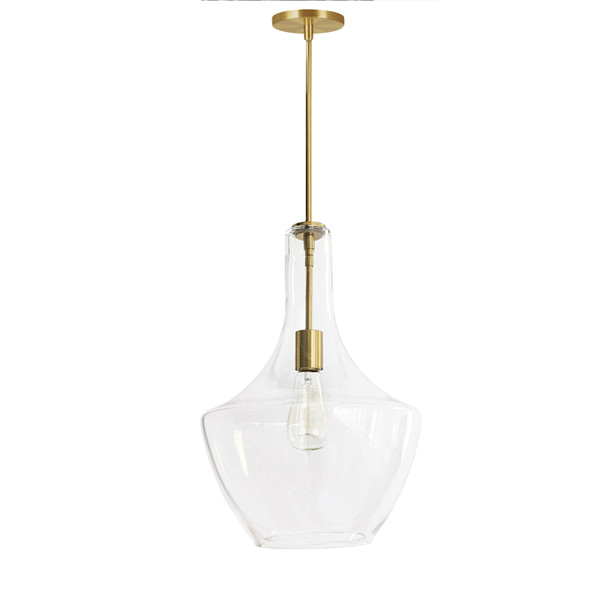 1 Light Incandescent Pendant, Aged Brass With Clear Glass PTL-121P-AGB By Dainolite