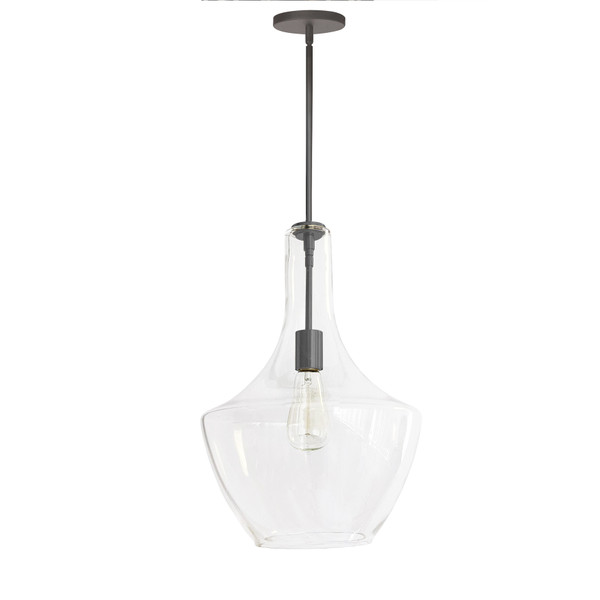 1 Light Incandescent Pendant, Metal Black With Clear Glass PTL-121P-MB By Dainolite