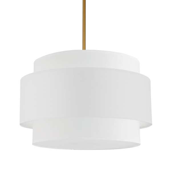 4 Light Incandescent Chandelier, Aged Brass With White Shade PYA-224C-AGB-WH By Dainolite