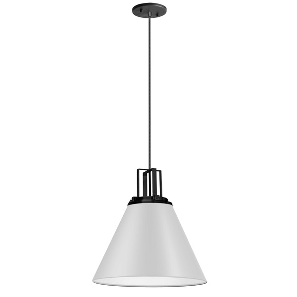 1 Light Incandescent Pendant, Metal White With Metal Black Accent SNS-141P-MW-MB By Dainolite