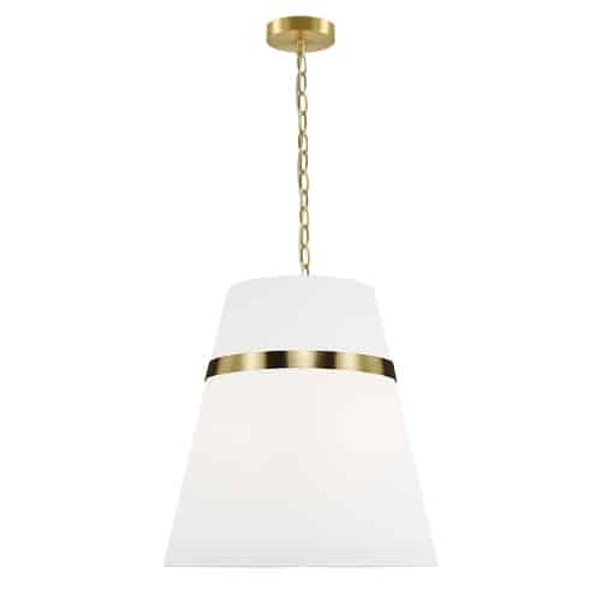 3 Light Pendant, Aged Brass With White Shade SYM-183P-AGB-WH By Dainolite