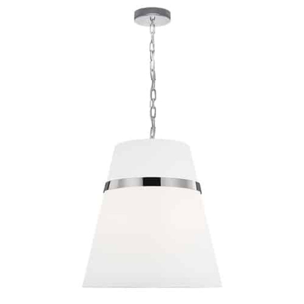 3 Light Pendant, Polished Chrome With White Shade SYM-183P-PC-WH By Dainolite