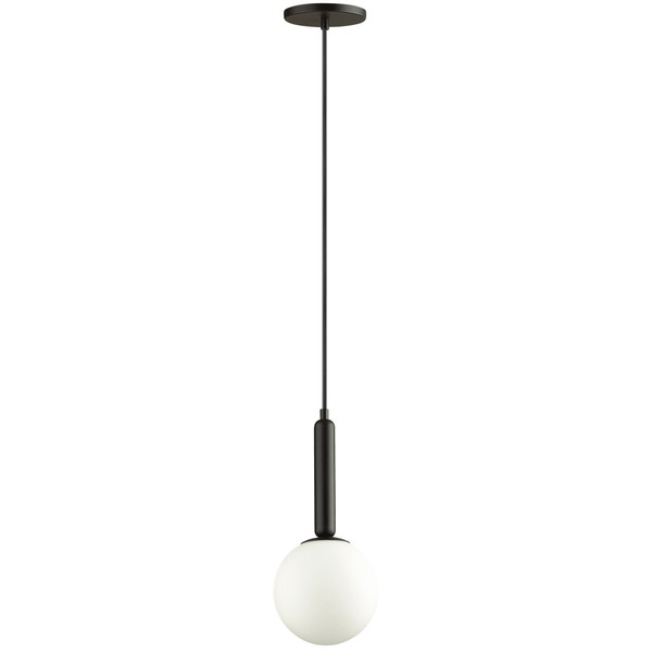 1 Light Incandescent Pendant, Metal Black With White Glass TAR-61P-MB-WH By Dainolite