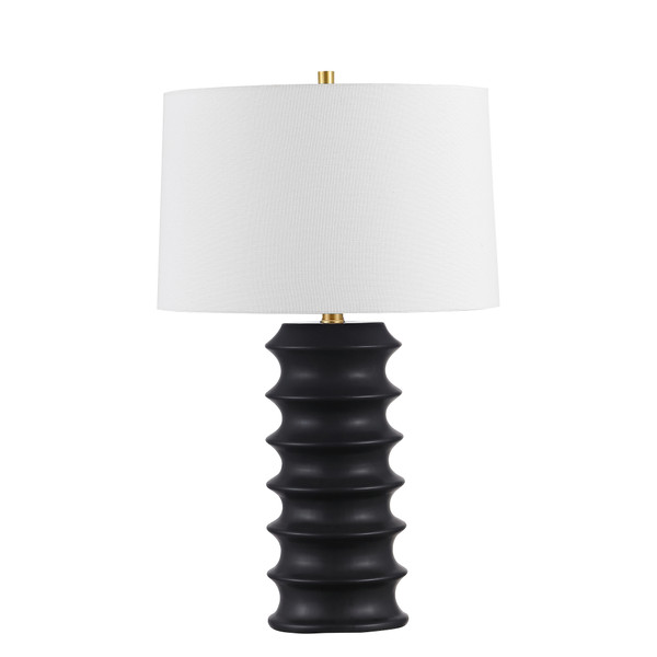 1 Light Incandescent Table Lamp, Metal Black With Off-White Shade TRC-261T-MB By Dainolite