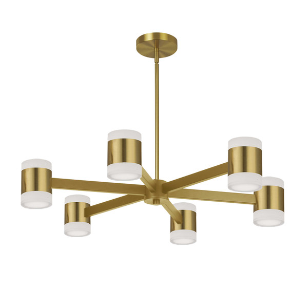 84 Wattage Chandelier, Aged Brass With Frosted Acrylic Diffuser WLS-2884LEDC-AGB By Dainolite