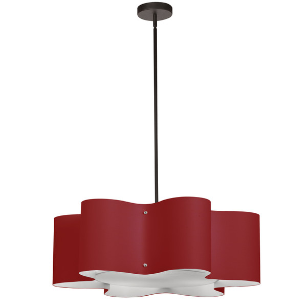 3 Light Wave Drum Pendant Jtone Red With 195F Diffuser ZUL-243-MB-RED By Dainolite