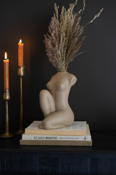 Kalalou CDV2191 Ceramic Sitting Figure Bud Vase