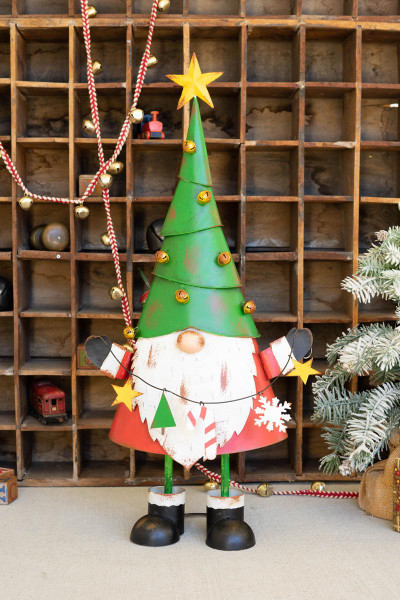 Kalalou CZG1445 Painted Metal Christmas Gnome