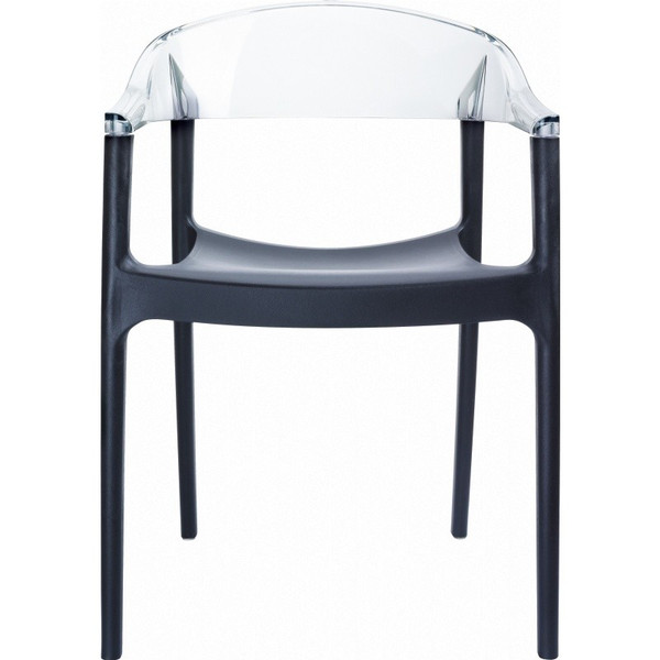 Carmen Transparent Clear Dining Chair w/Black Seat-Set/2 ISP059-BLA