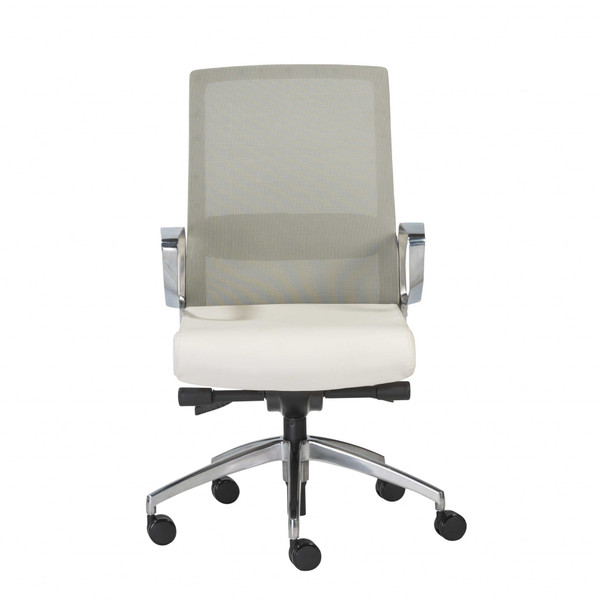25.99" X 24.81" X 42.92" Light Green Leatherette Seat/Mesh Back Office Chair With Polished Aluminum Base 357491 By Homeroots