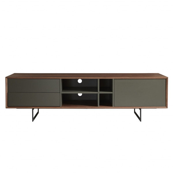 71" Media Tv Stand In Walnut And Dark Gray 370434 By Homeroots