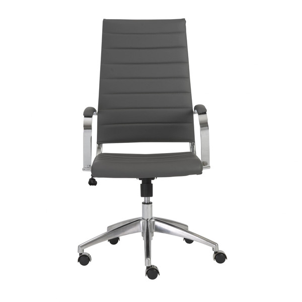 22.25" X 27" X 45.25" High Back Office Chair In Gray With Aluminum Base 370485 By Homeroots