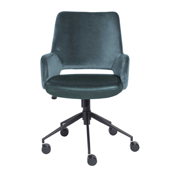 21.26" X 25.60" X 37.21" Tilt Office Chair In Blue Fabric And Leatherette With Black Base 370511 By Homeroots