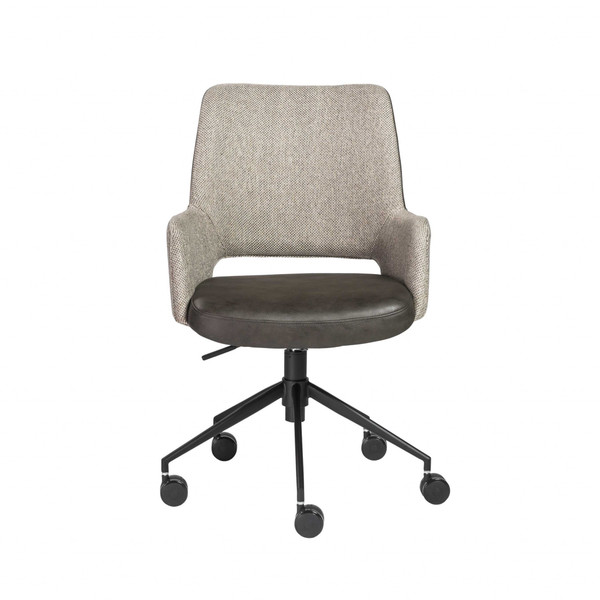 21.26" X 25.60" X 37.21" Tilt Office Chair In Light Gray Fabric And Dark Gray Leatherette With Black Base 370513 By Homeroots