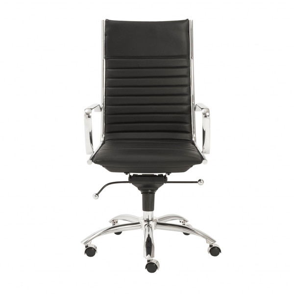 26.38" X 25.60" X 45.08" High Back Office Chair In Black With Chromed Steel Base 370516 By Homeroots