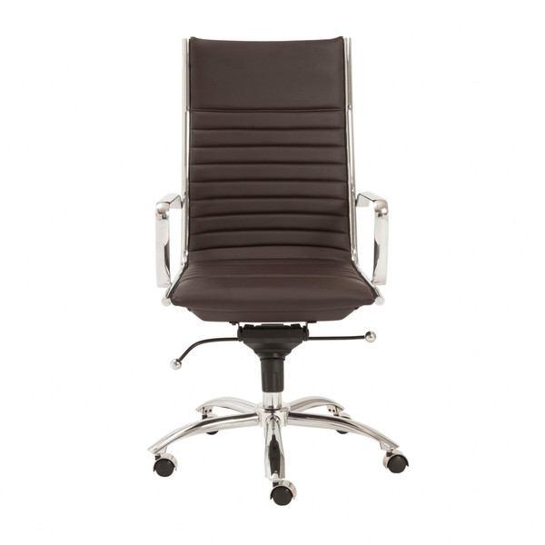26.38" X 25.60" X 45.08" High Back Office Chair In Brown With Chromed Steel Base 370517 By Homeroots