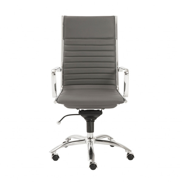 26.38" X 25.60" X 45.08" High Back Office Chair In Gray With Chromed Steel Base 370519 By Homeroots