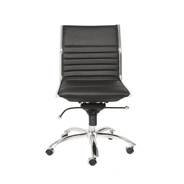 26.38" X 25.99" X 38.19" Low Back Office Chair Without Armrests In Black With Chromed Steel Base 370523 By Homeroots