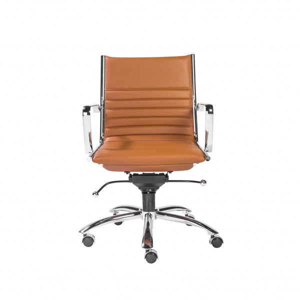 27.01" X 25.04" X 38" Low Back Office Chair In Cognac With Chrome Base 370534 By Homeroots
