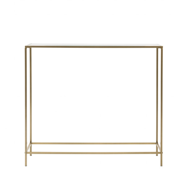 Minimalist Clear Glass And Gold Console Table 400516 By Homeroots