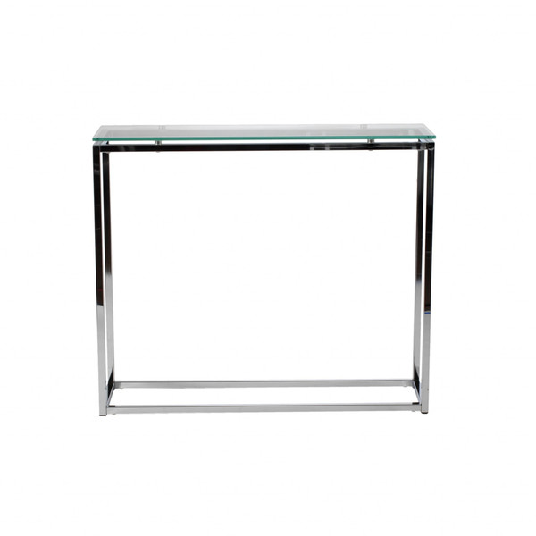 Geo Rectangle Clear Glass And Chrome Console Table 400518 By Homeroots