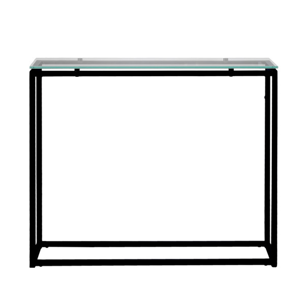 Geo Rectangle Clear Glass And Black Console Table 400519 By Homeroots