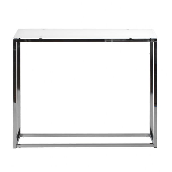Geo Rectangle White Glass And Chrome Console Table 400521 By Homeroots