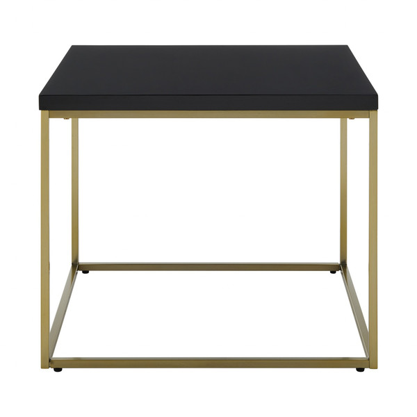 Modern Black Gloss And Matte Gold Cube Side Table 400537 By Homeroots