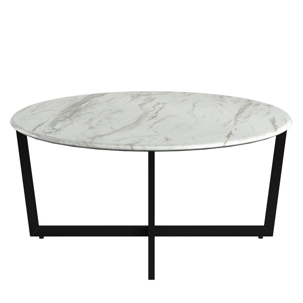White On Black Faux Marble Round Coffee Table 400557 By Homeroots