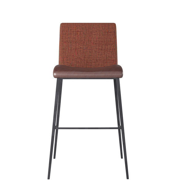 Set Of Two Brown Faux Leather And Fabric Counter Stools 400575 By Homeroots