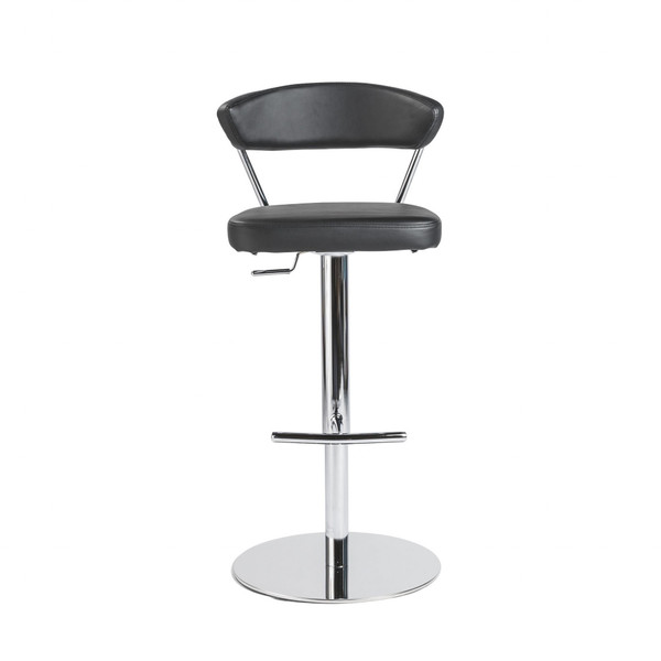 Adjustable Swivel Black Faux Leather Aluminum Stool 400580 By Homeroots