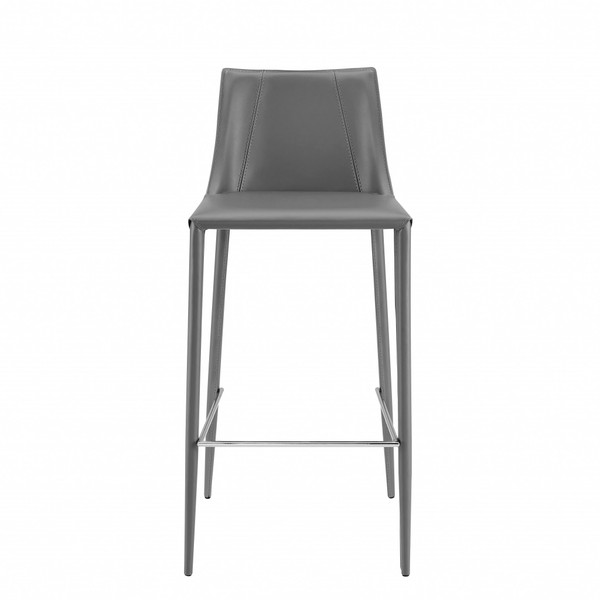 Rich Gray Faux Leather Bar Stool 400606 By Homeroots