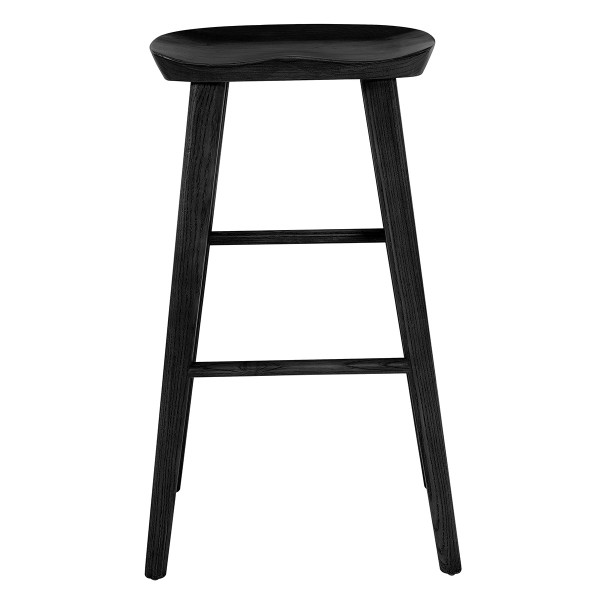 30" Black Solid Wood Bar Stool 400616 By Homeroots