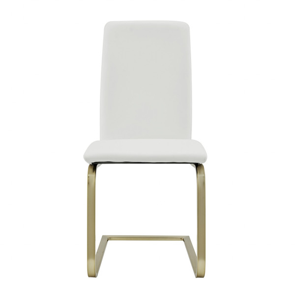 Set Of Two Mod White And Gold Dining Chairs 400664 By Homeroots