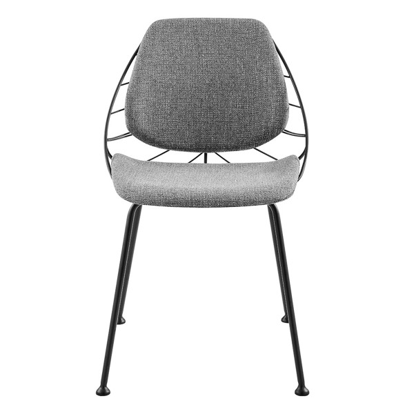Set Of Two Leaf Light Gray Fabric And Black Dining Chairs 400689 By Homeroots