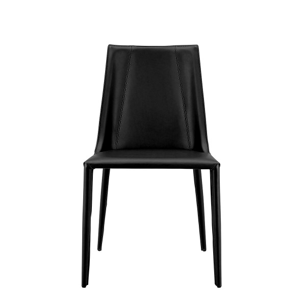 Sleek All Black Faux Leather Dining Or Side Chair 400694 By Homeroots