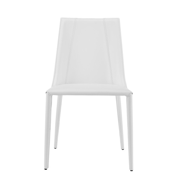 Sleek All White Faux Leather Dining Or Side Chair 400697 By Homeroots