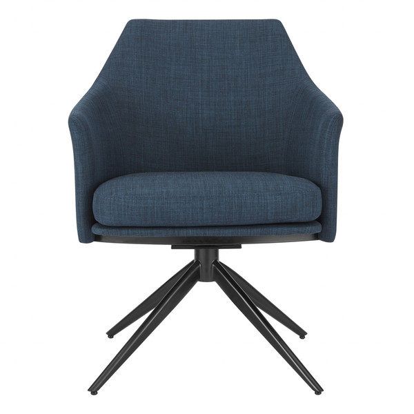 Dark Teal Blue Fabric And Black Swivel Armchair 400706 By Homeroots