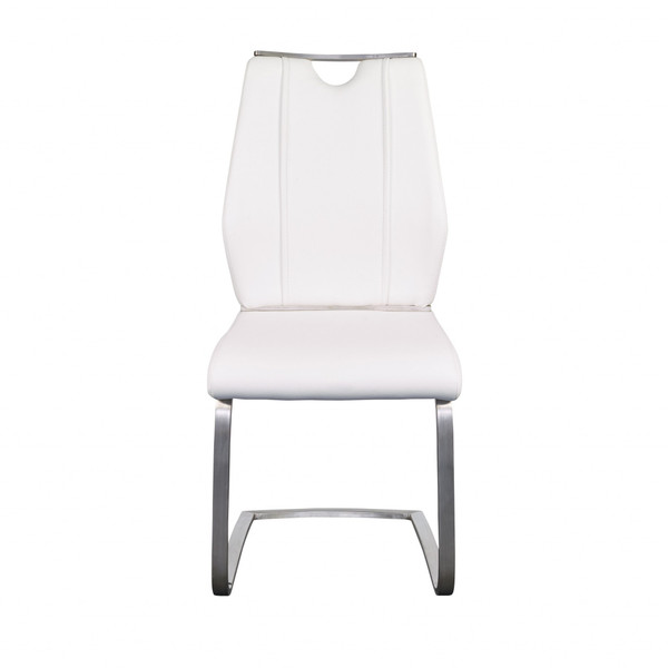 Set Of Two White Faux Leather Cantilever Chairs 400714 By Homeroots