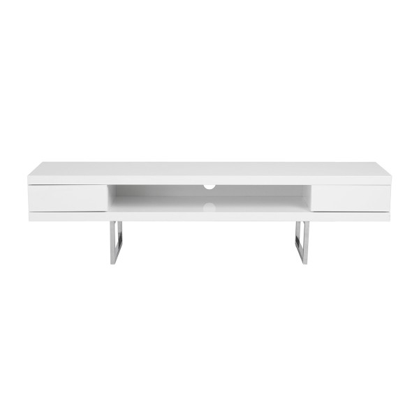 High Gloss White On Chrome Tv Stand Media Center 400735 By Homeroots