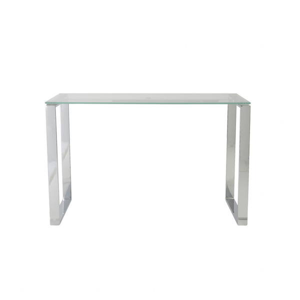 Pro Mod Clear Glass And Polished Stainless Steel Desk 400740 By Homeroots