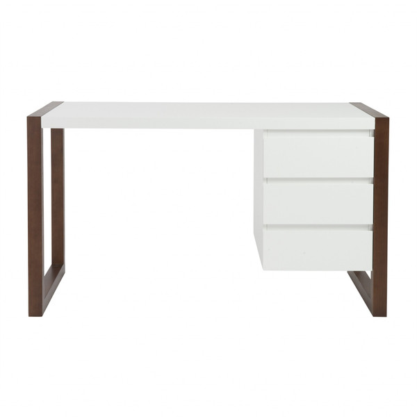Simple Walnut And White Three Drawer Desk 400747 By Homeroots