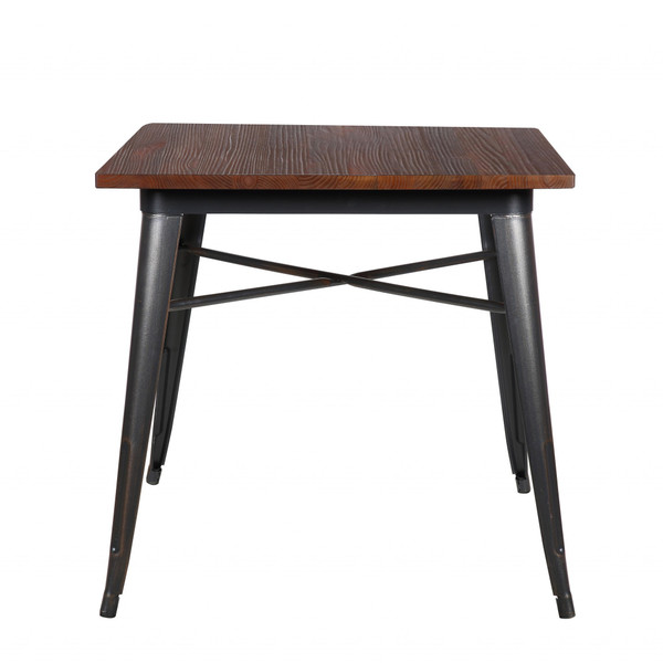 Mod Industrial Walnut And Black Square Dining Table 400754 By Homeroots