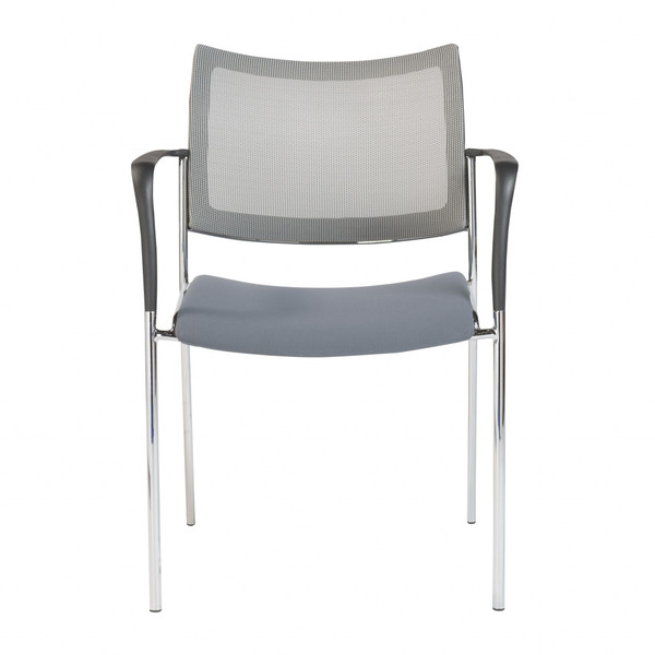 Set Of Two Gray And Chrome Stacking Armchairs 400786 By Homeroots